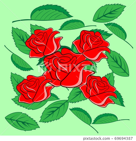 flower red rose with leaves vector illustration... - Stock Illustration ...