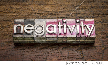 negativity word abstract in gritty vintage letterpress metal typ negativity word abstract in gritty vintage letterpress metal typ 69694490