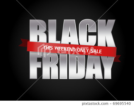black firday with ribbon label design advertising , vector illustration 69695540