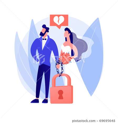 Forced marriage abstract concept vector illustration. 69695648