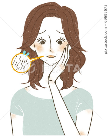 一個女人臉上的頭髮白白浪費 69695672