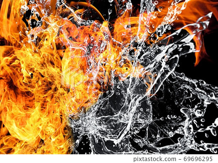 Abstract background with swirling flames and water 69696295