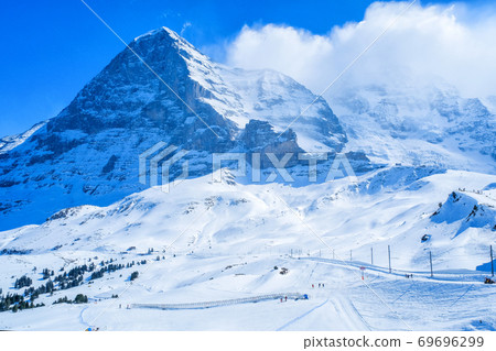 Kleine Scheidegg station, along the railway from Interlaken to Jungfraujoch (3,466 m). In daylight atI Switzerland 69696299