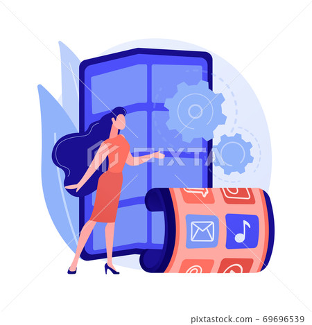 Foldable smartphone abstract concept vector illustration. 69696539