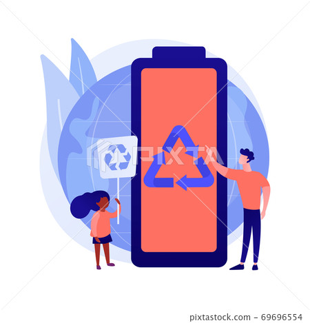Battery recycling abstract concept vector illustration. 69696554