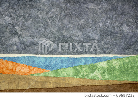 abstract landscape created with amate bark papers 69697232