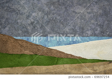 abstract landscape created with amate bark papers 69697254