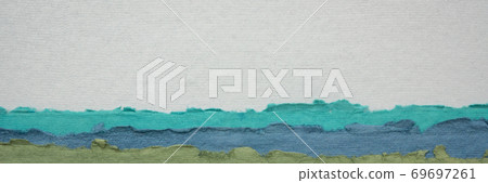 abstract landscape created with handmade Indian paper abstract landscape created with handmade Indian paper 69697261