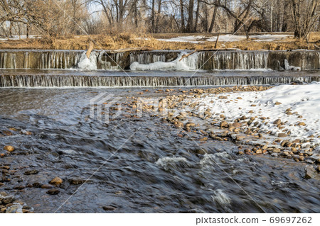 River diversion dam in winter scenery 69697262