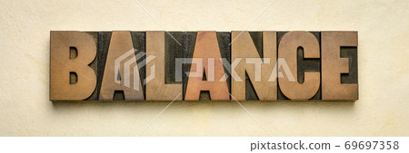balance word in vintage wood type 69697358