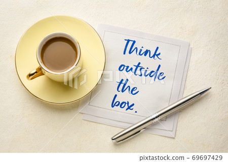 Think outside the box concept 69697429