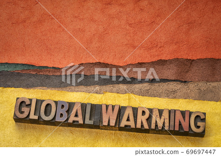 global warming word concept in wood type 69697447