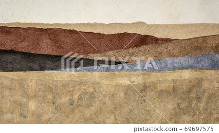 abstract landscape created with amate bark papers 69697575