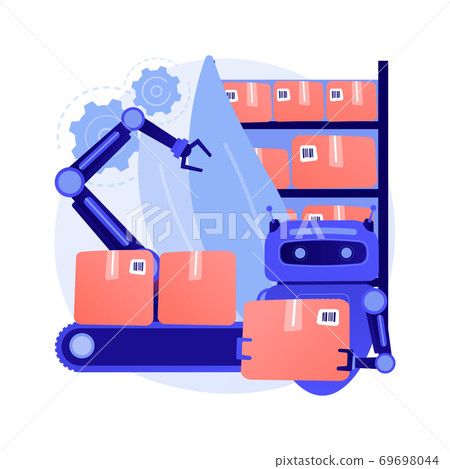 Warehouse robotization abstract concept vector illustration. Warehouse robotization abstract concept vector illustration. 69698044