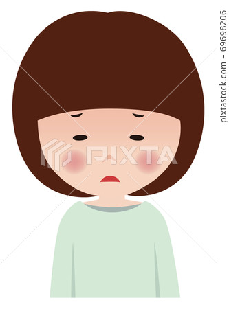 People facial expressions girls children have a hot fever 69698206