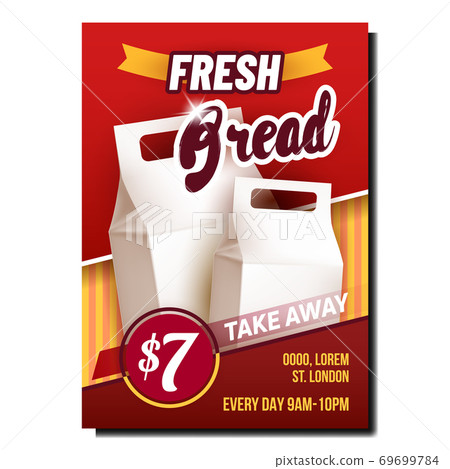 Fresh Bread Package Promotional Poster Vector Fresh Bread Package Promotional Poster Vector 69699784