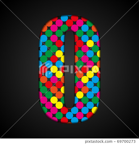 Colorful sequins number - 0. Zero made color dots Colorful sequins number - 0. Zero made color dots 69700273
