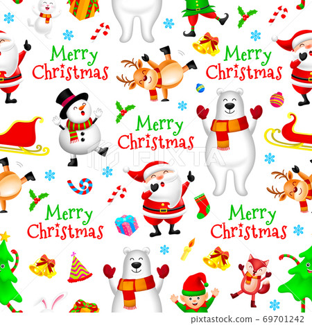 Christmas cute cartoon seamless pattern. Christmas cute cartoon seamless pattern. 69701242