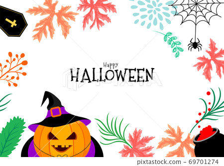 Funny cute cartoon pumpkin witch character. Funny cute cartoon pumpkin witch character. 69701274