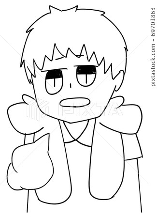 A nurse who is amazed and sighs [line art] 69701863