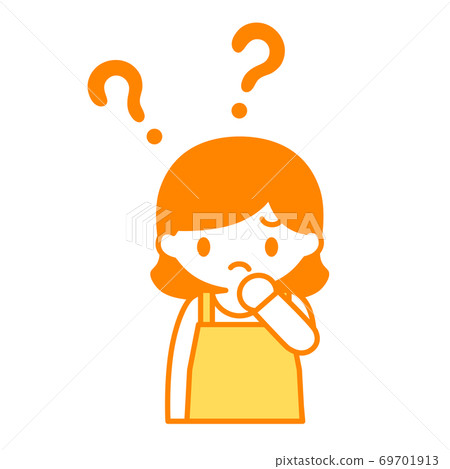 Illustration of a housewife wondering Illustration of a housewife wondering 69701913