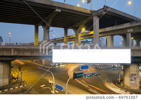 Empty digital billboard that installed on expressway at intersection on city in evening time Empty digital billboard that installed on expressway at intersection on city in evening time 69701987
