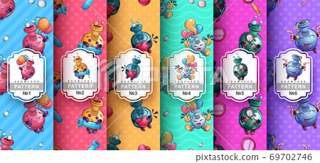 Cute flask - set seamless pattern - Stock Illustration [69702746] - PIXTA