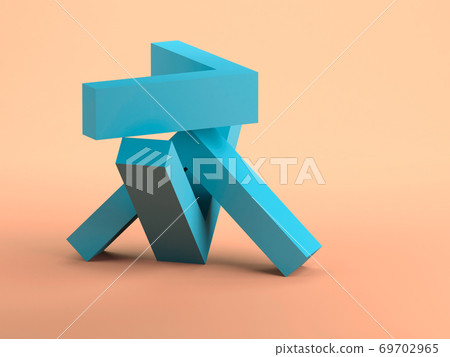 Abstract geometric installation with blue corners 3d 69702965