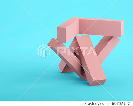 Abstract 3d geometric installation with pink corners 69702967