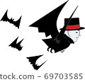 Count Dracula flying with a bat 69703585
