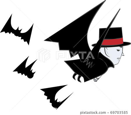 Count Dracula flying with a bat Count Dracula flying with a bat 69703585