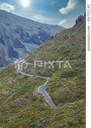 Mountain landscape on tropical island Tenerife, Canary in Spain. Mountain landscape on tropical island Tenerife, Canary in Spain. 69705142