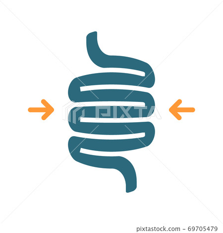 Sigmoid colon volvulus colored icon. Diseases internal organ, intestine symbol 69705479