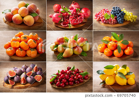 food collage of fresh fruits food collage of fresh fruits 69705740