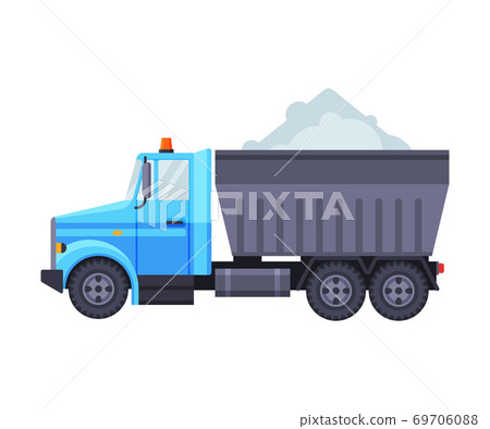 Truck Loaded with Snow, Heavy Professional Cleaning Road Vehicle Vector Illustration Truck Loaded with Snow, Heavy Professional Cleaning Road Vehicle Vector Illustration 69706088