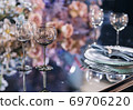 Empty glasses set in a modern restaurant 69706220