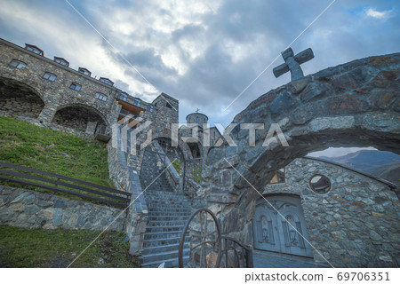 Fiagdon Monastery in the Caucasus Mountains. Fiagdon Monastery in the Caucasus Mountains. 69706351