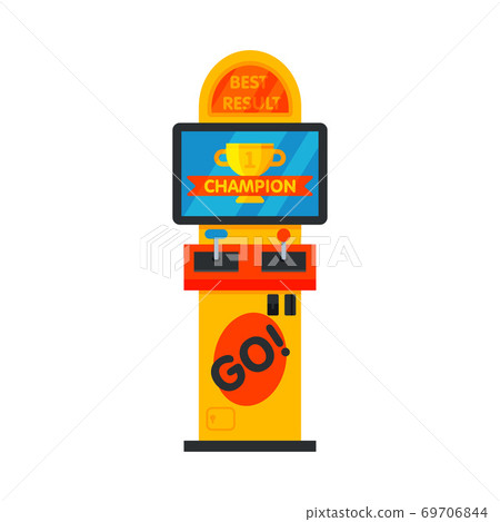 Arcade Game Machine, Video Gaming Amusement Machinery Vector Illustration 69706844