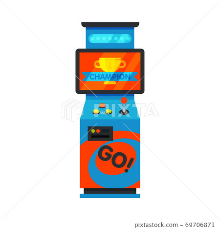 Retro Arcade Game Machine, Amusement Gaming Machinery Vector Illustration Retro Arcade Game Machine, Amusement Gaming Machinery Vector Illustration 69706871