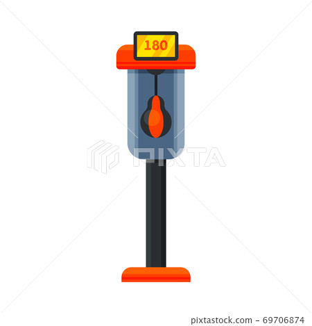Boxing Attraction with Punching Bag, Gaming Machinery Vector Illustration Boxing Attraction with Punching Bag, Gaming Machinery Vector Illustration 69706874