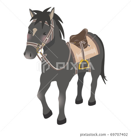 Horse riding image Black horse with harness Horse riding image Black horse with harness 69707402