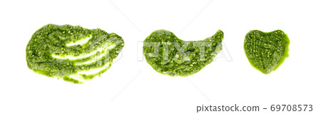 Pesto sauce spread or blob isolated on white background 69708573