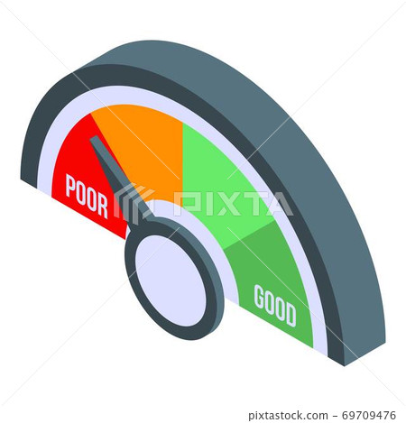 Poor credit score icon, isometric style 69709476