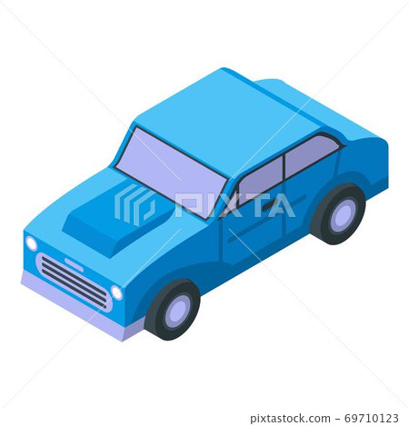 Blue old retro car icon, isometric style Blue old retro car icon, isometric style 69710123