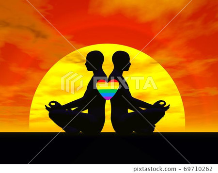 Gay yoga love - 3D render 69710262