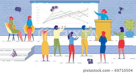 Business Woman making Presentation on Conference. 69710504