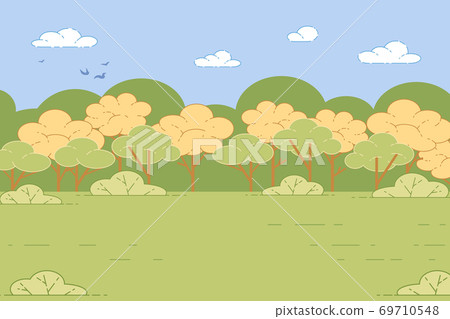 Green Valley with Grass and Trees Nature Landscape Green Valley with Grass and Trees Nature Landscape 69710548