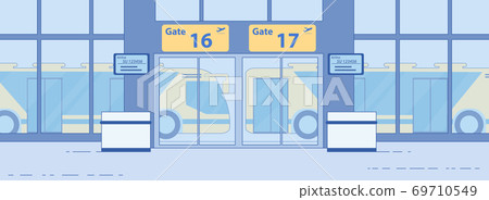 Airport Airside Bus Transfer Service Flat Vector Airport Airside Bus Transfer Service Flat Vector 69710549