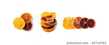Dried Slices of Orange and Blood Orange Isolated Dried Slices of Orange and Blood Orange Isolated 69710763