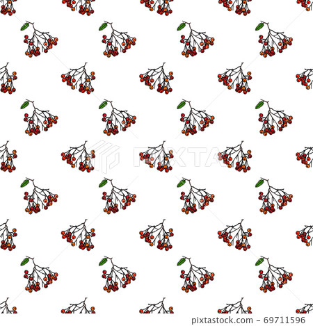 Autumn theme of a tufts of rowan berries with and without a leaf, possibility of binding, tile picture, never-ending theme Autumn theme of a tufts of rowan berries with and without a leaf, possibility of binding, tile picture, never-ending theme 69711596